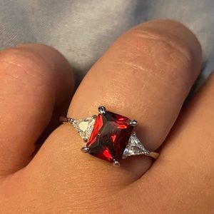 Ruby and Cubic zirconia ring